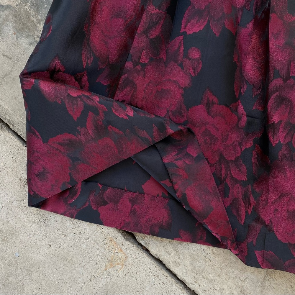 Alex Evenings | Black Floral Midi Skirt Brocade Dark Romantic - Picture 6 of 9